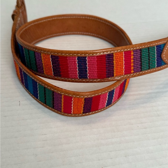 Vintage Handmade Leather and Colorful Woven Tapestry Women's Belt Sz 34 Med - Picture 2 of 11